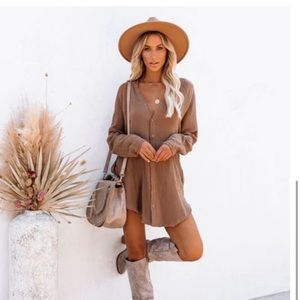 Vici collection! Pocketed button down Tunic. -camel color